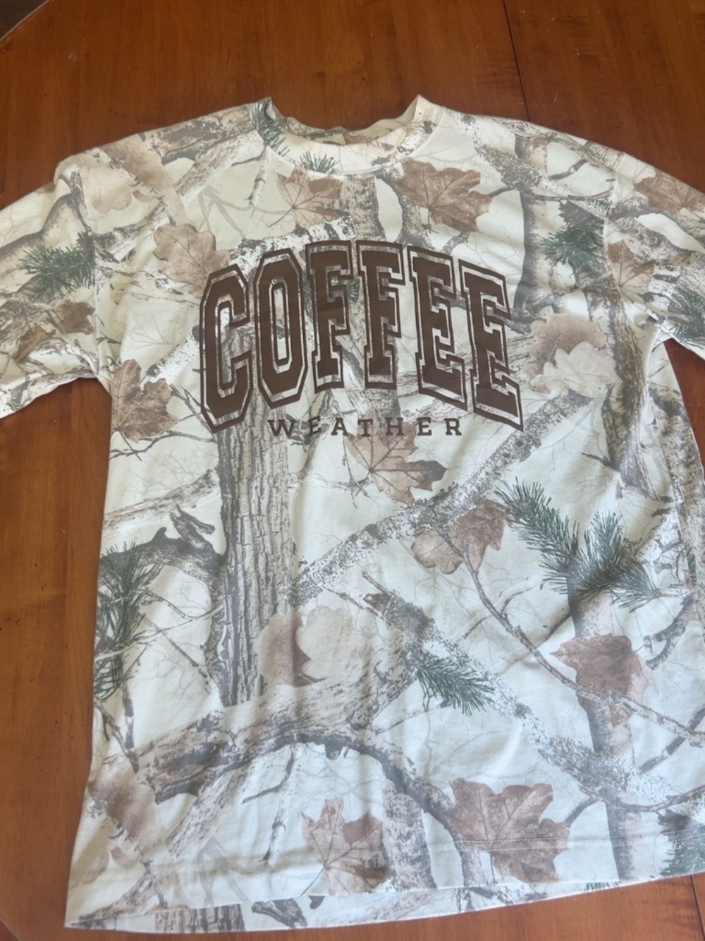 Hollister Coffee Weather Camo Graphic Tee Heavyweight Boxy L Tall